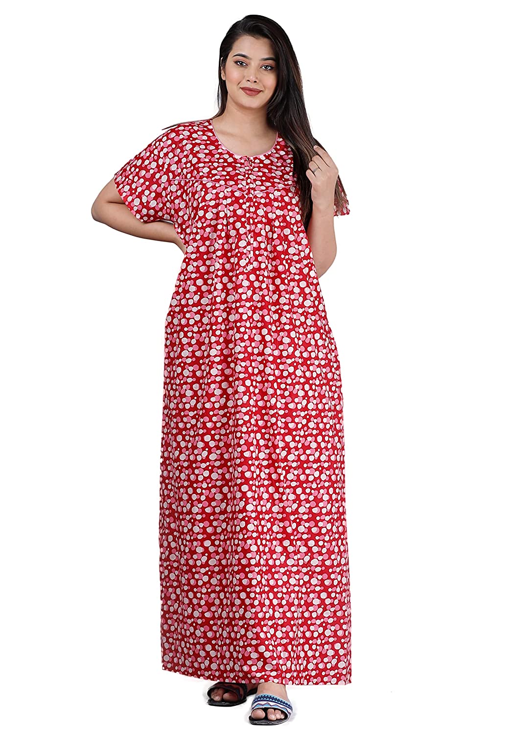 Urali Women's Cotton Printed Maxi Nighty