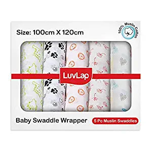 LuvLap 100% Cotton Muslin Baby Swaddle Wrap