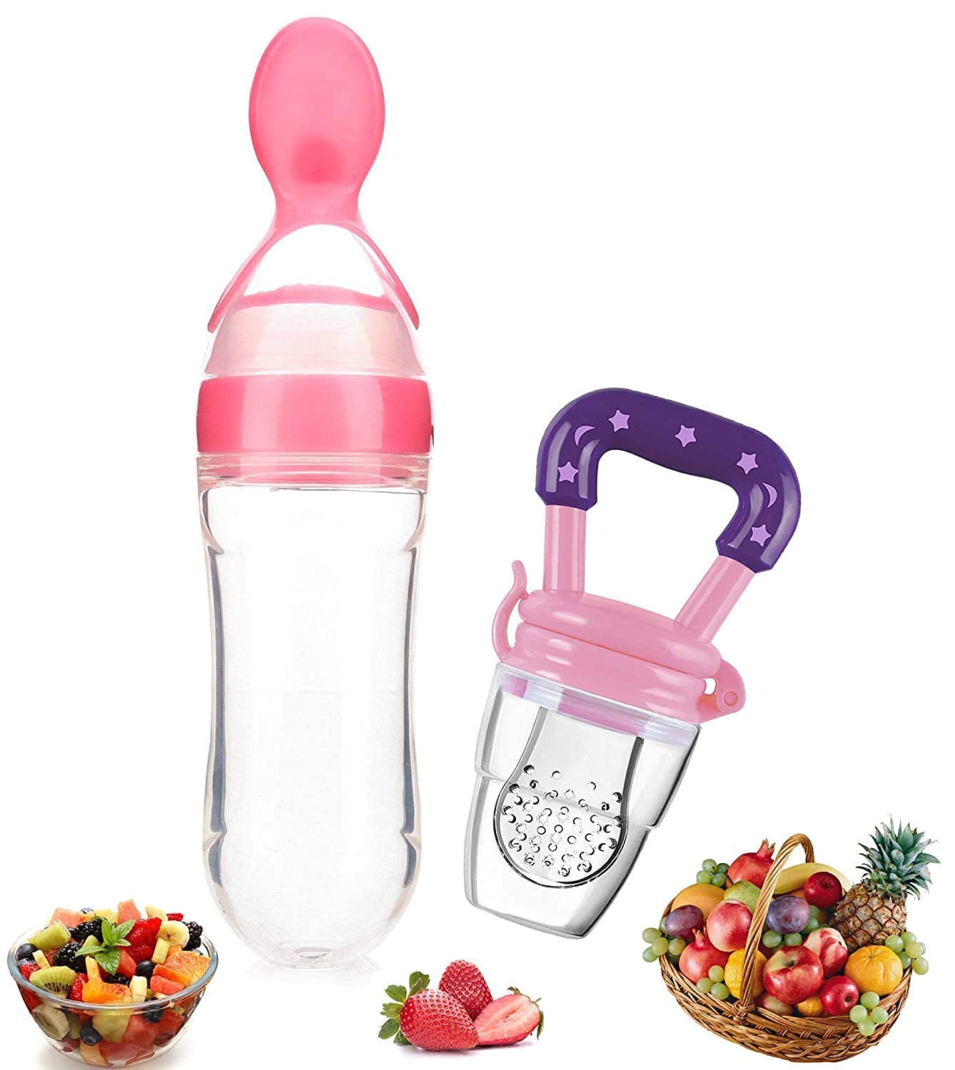 NEPEE Soft Food Grade Baby Feeding Bottle with Spoon