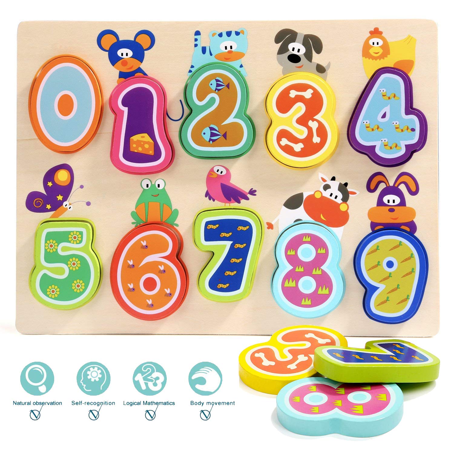 Number Puzzle Board for Toddler Wooden Toy