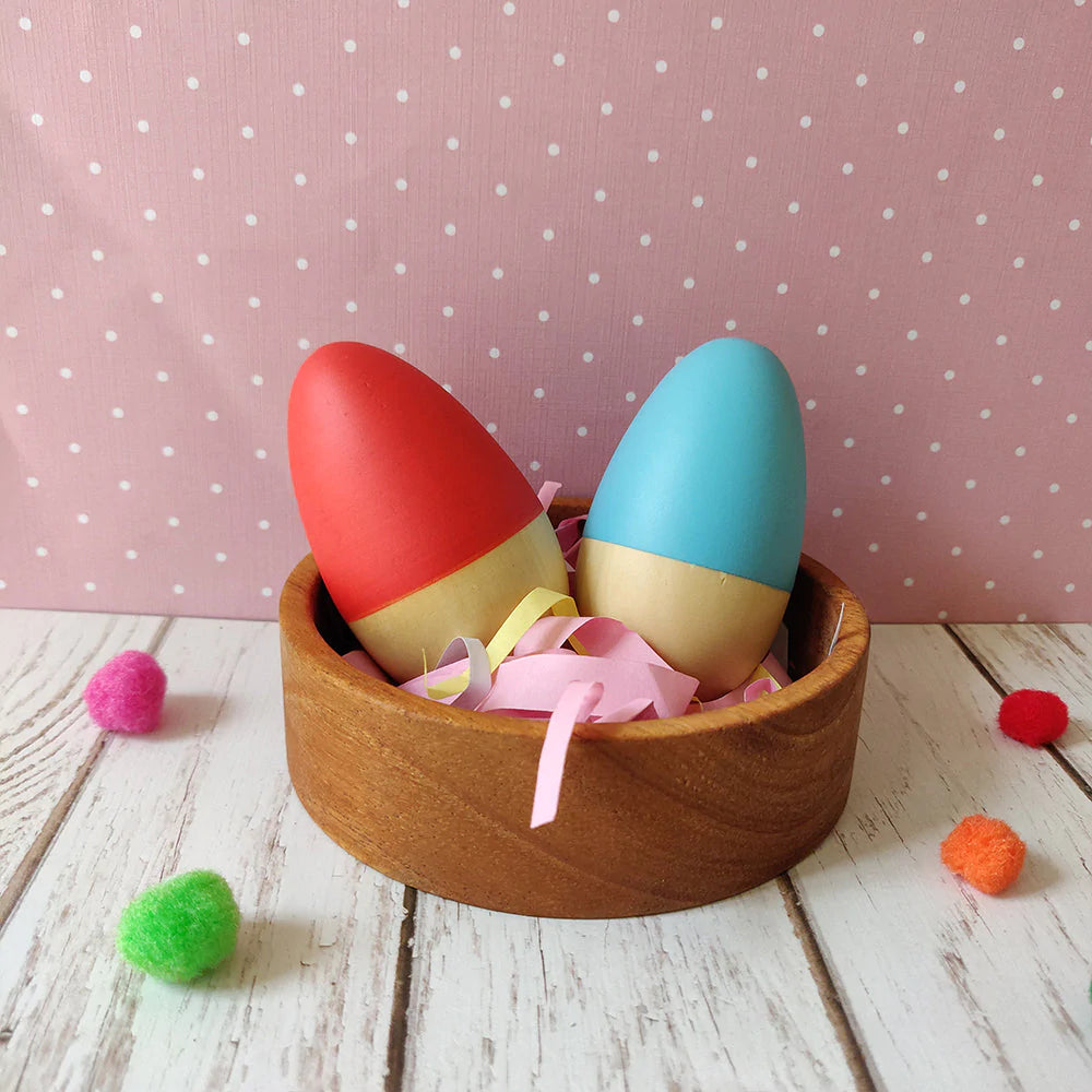 Wooden Egg Shaker (Orange & Blue)
