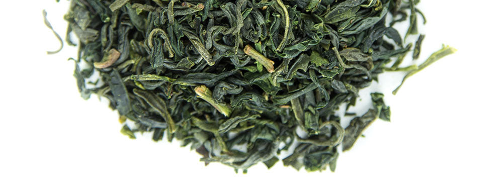 Kamairicha green tea leaves from Japan