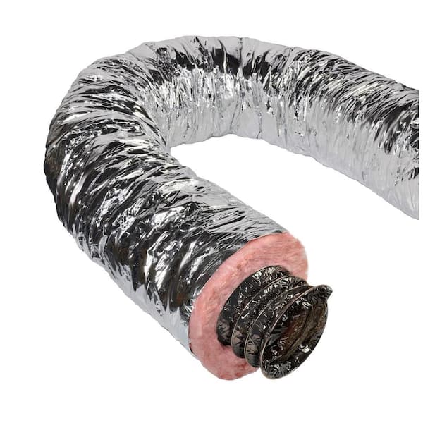 6 in. x 25 ft. Insulated Flexible Duct R8 Silver Jacket