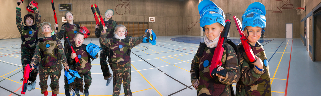 Kinderpaintball in gymzaal