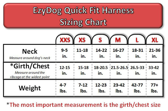 quick fit sizing chart