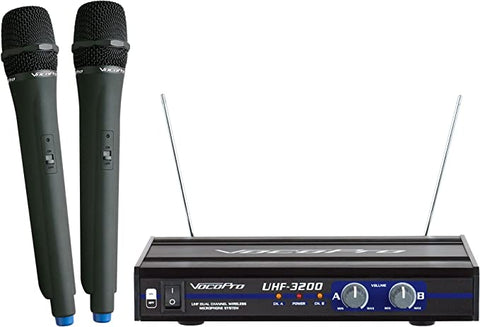 VocoPro UHF-3200 UHF Dual Channel Wireless Microphone system