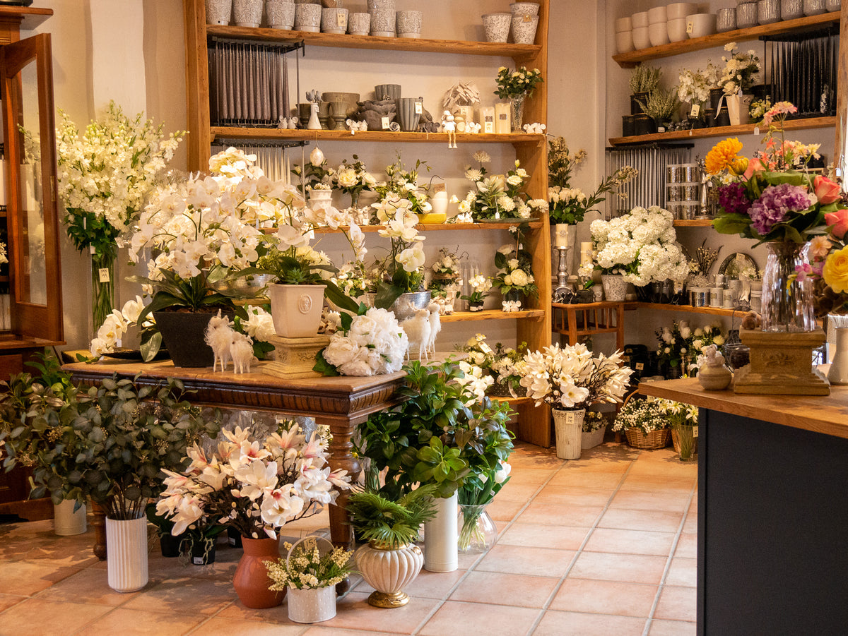 Kunstige blomster, kunstige planter, dekorationer, silkeblomster, brudebuketter, buketter, silkeblomster, naturtro