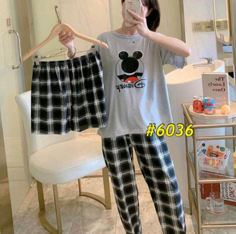 WAN】Korean Pajamas Cotton Cute Sleepwear Terno Sleepwear Set For Women