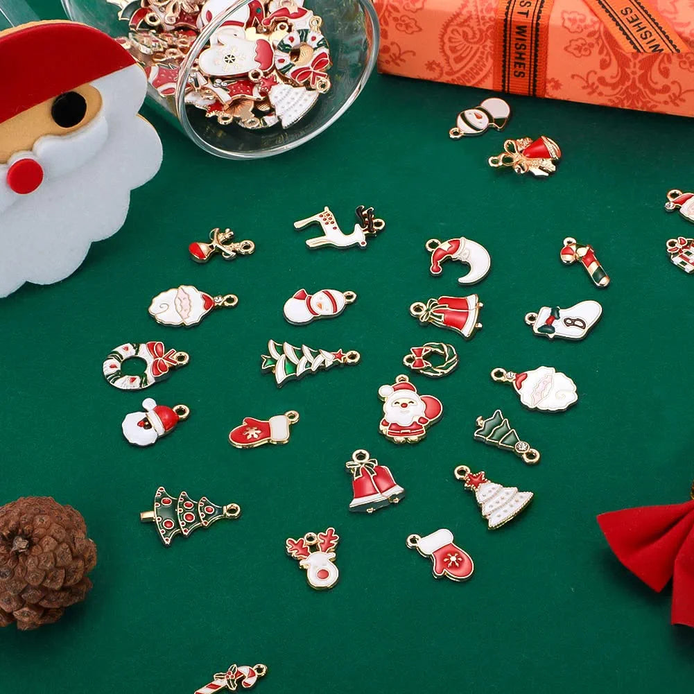 Soleebee Christmas Charms Pendant Santa Snowman Bell Christmas Tree Cute Christmas Mini Alloy Pendant Jewelry for Bracelet Necklace Earring DIY Craft Decoration Supplies