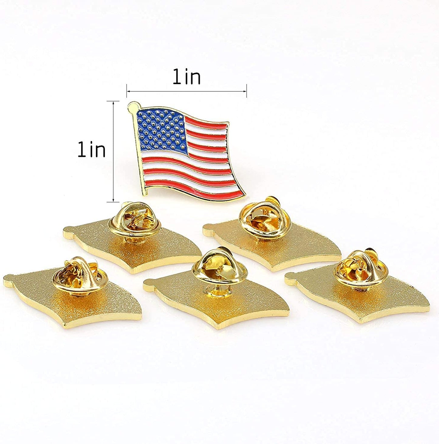 Exquisite American Flag Lapel Pin -The Stars and Stripes -Solid Metal Flag Lapel Pin-Gold Tone (6 Pins with Gift Box)