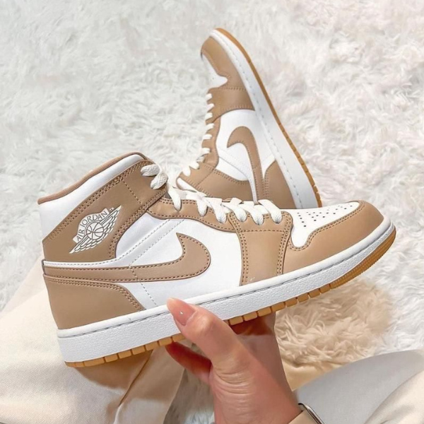 jordan 1 mid tan gum womens