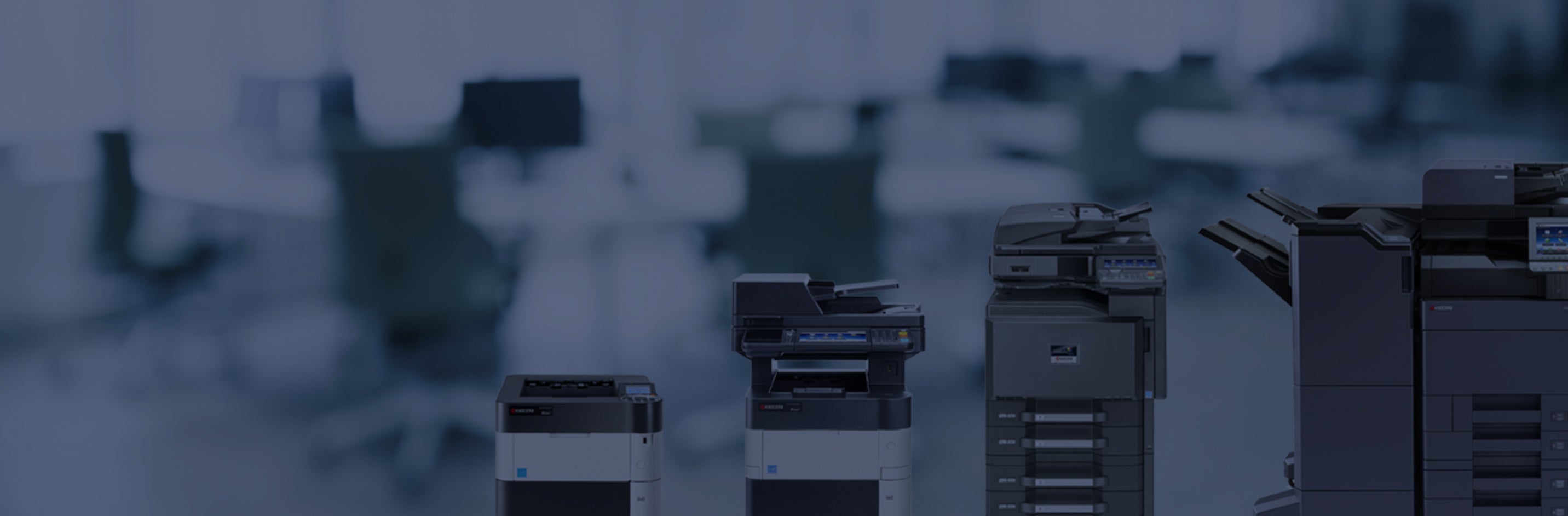 A fleet of Kyocera printers and copiers that are available at BASE Technologies in Bethel, Connecticut. 