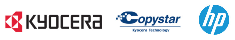 Dealer logos: Kyocera, Copystar and HP