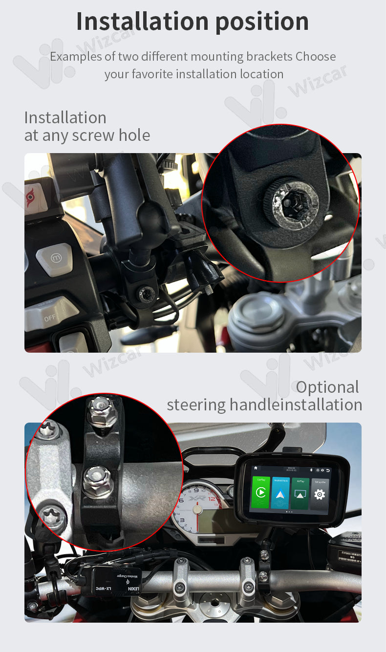 Motocicleta Carplay Android Auto Moto Pantalla de tablero inteligente |  WIZCAR Mate