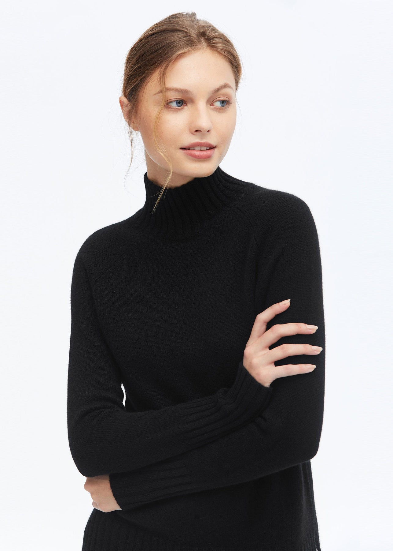 Essential Pullover Style Cashmere Turtleneck Sweater Black LILYSILK Fa