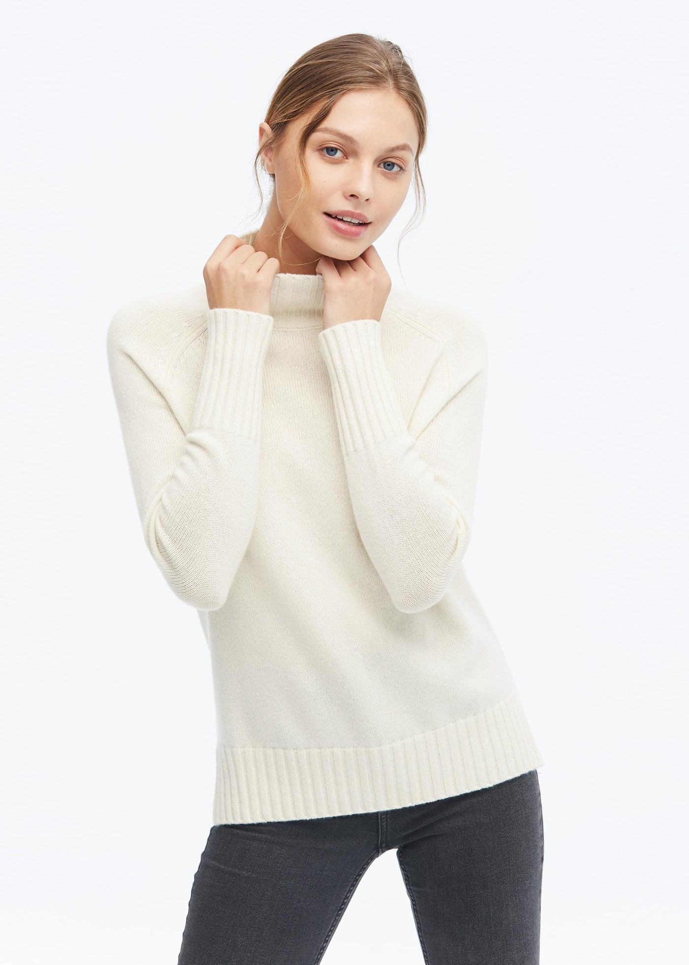 Essential Pullover Style Cashmere Turtleneck Sweater White LILYSILK Factory