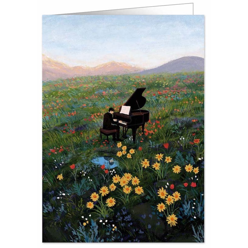 Kaart Piano in a Flower Field