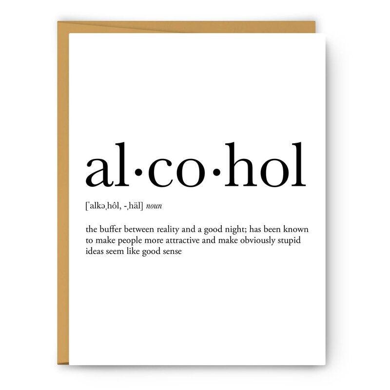 Kaart Woordenboekdefinitie Alcohol