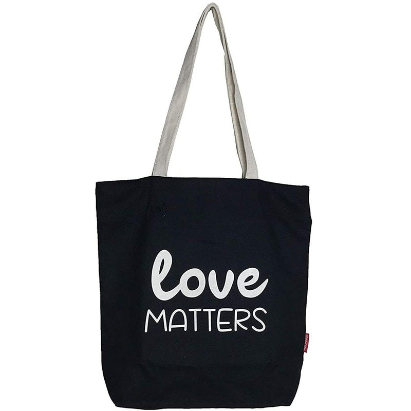 Stevige Boodschappentas Zwart "Love Matters"