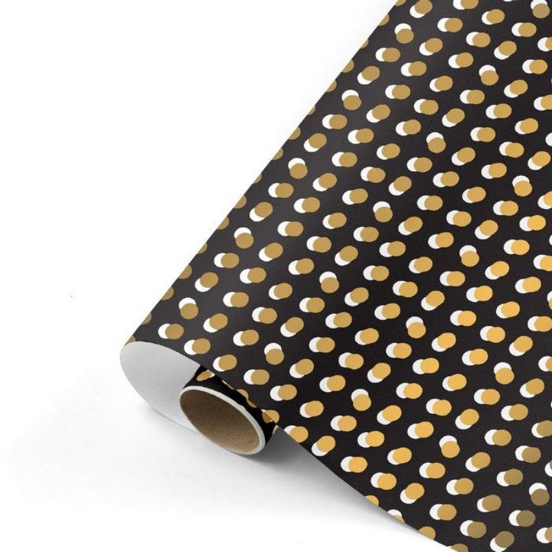 Studio Stationery Kadopapier Dots | Zwart/goud | 70x200 cm