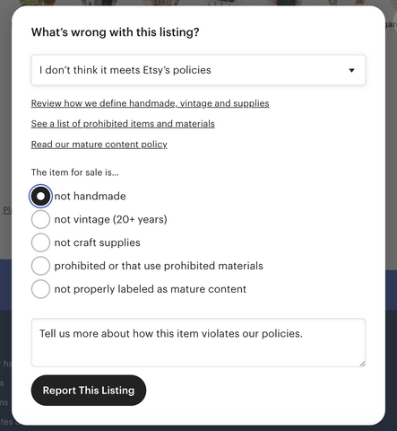 Etsy's reporting tool