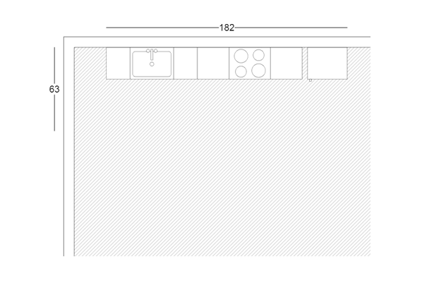 I-shaped kitchen layout.