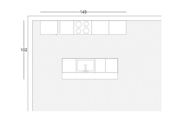 Kitchen with a central island configuration.