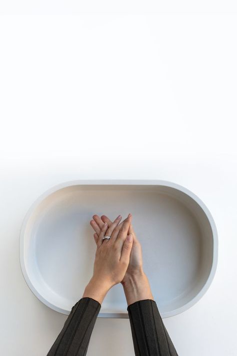 Soft toned concrete sink perfect for a bathroom, powder room. 