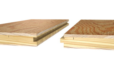 Engineered floor composition Softwood slat