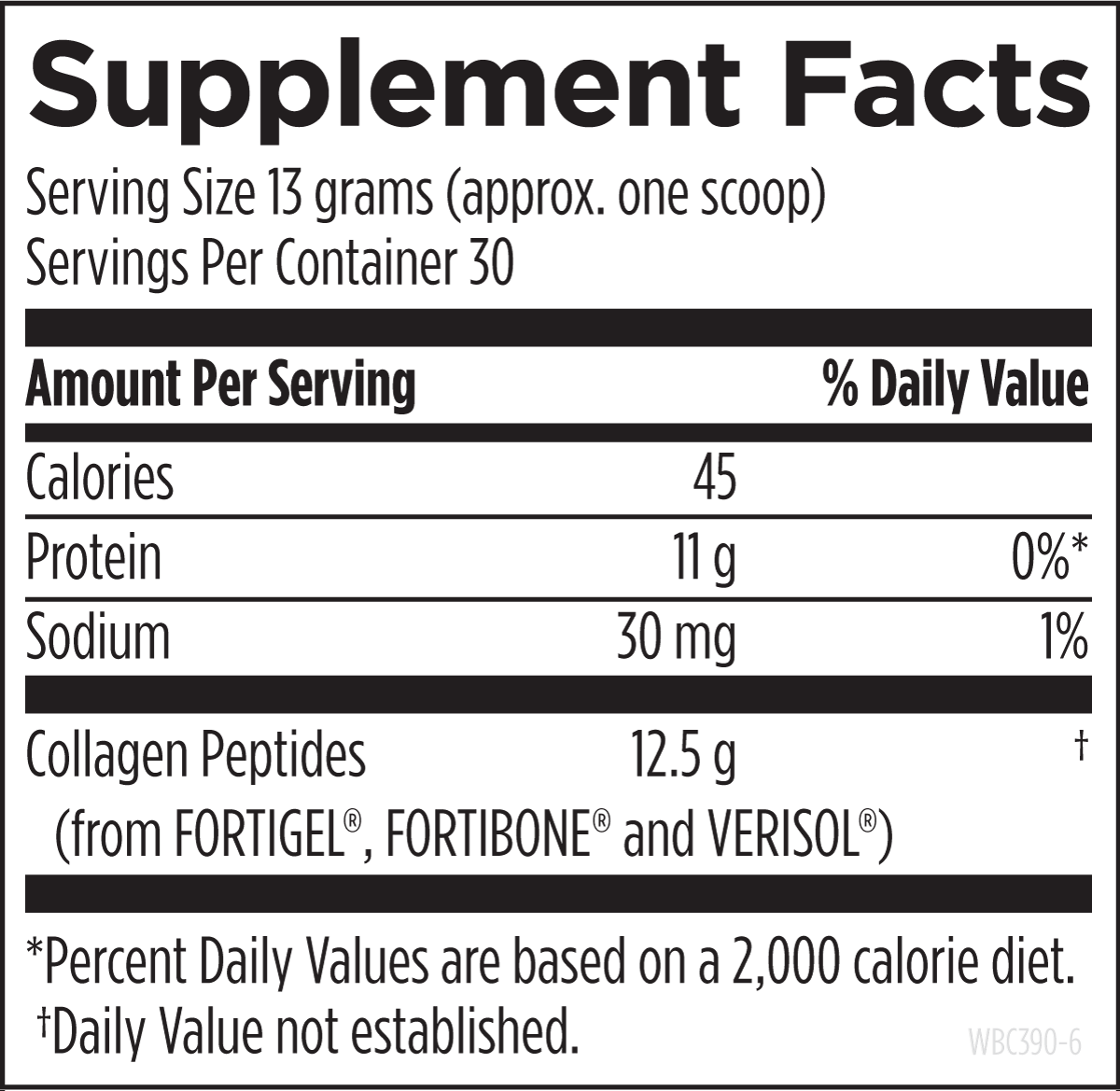 Collagen Complete nutrition facts