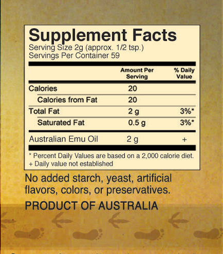 Emu Oil Supplement Facts