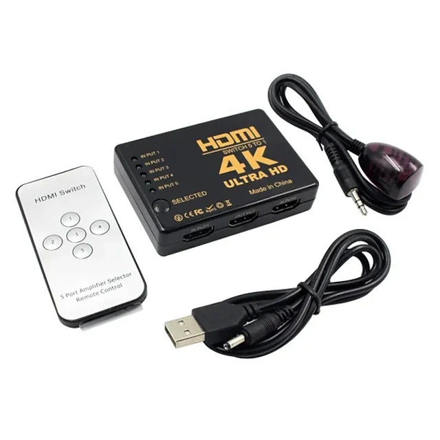 (5-In/1-Out) HDMI Switcher Supports 4K Ultra HD Resolution Auto Switcher Box