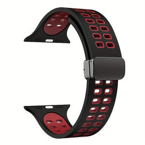 Smart Watch Bands For Apple Watch 44mm 40mm 49mm 38mm 45mm 41mm 42mm Womens Mens Sport Two-Tone Silicone Strap + Magnetic - iDeliverd
