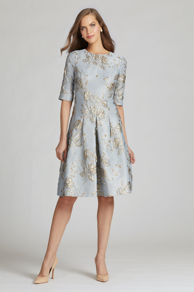 Jacquard 3/4 Sleeve A-line Dress | Teri Jon – Terijon.com