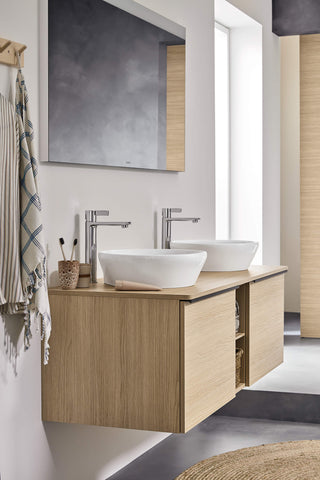 duravit brown bathroom sink and mirror set