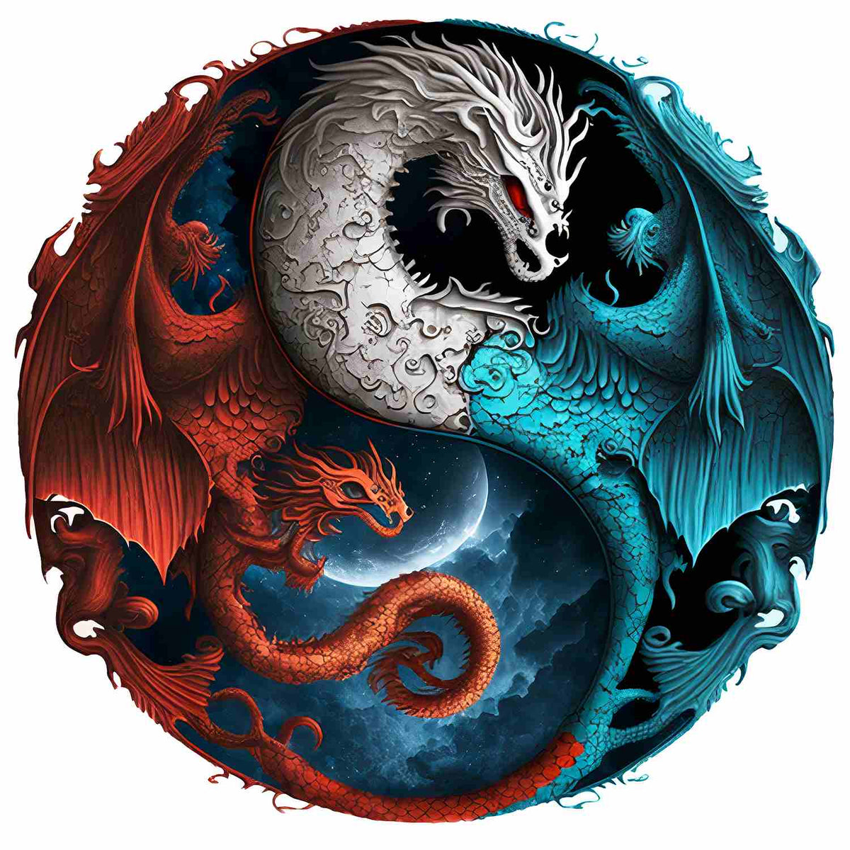 Dragon Yin Yang - Wooden Jigsaw Puzzle – PuzzlesUp