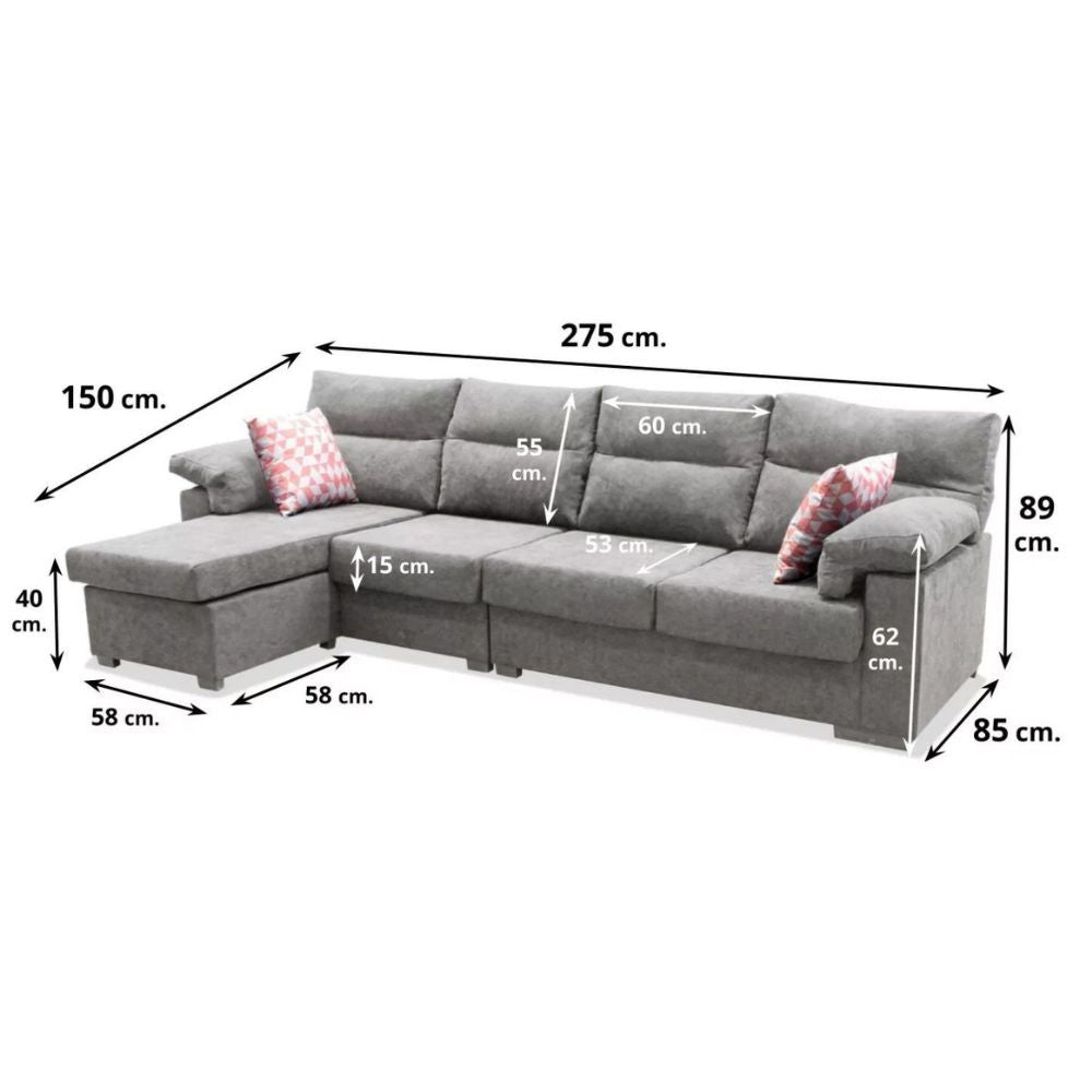 Sofá chaise longue Esperanza 275 cm – Lowcosthome