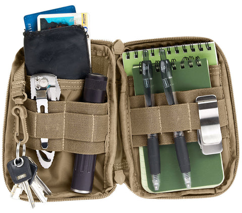 maxpedition mini pocket organizer aperta e con accessori all'interno