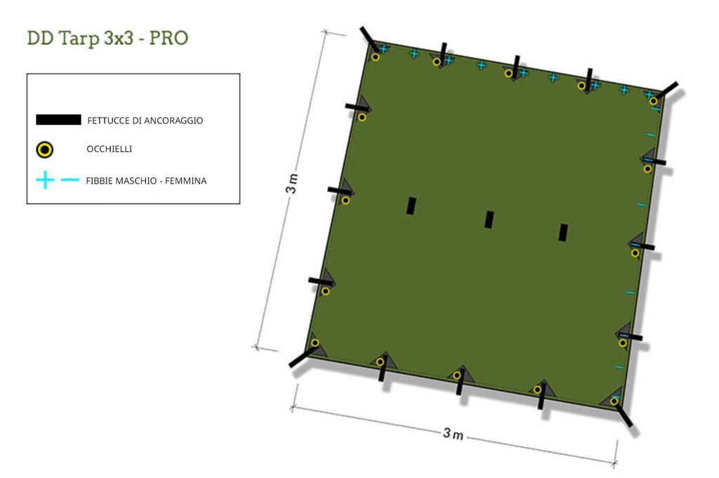 DD TARP 3x3 m PRO - Telo per camping ed escursioni