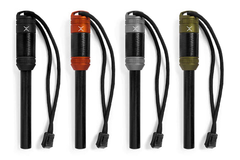 exotac firerod xl in tutti i colori disponibili: arancione, nero, grigio e verde oliva