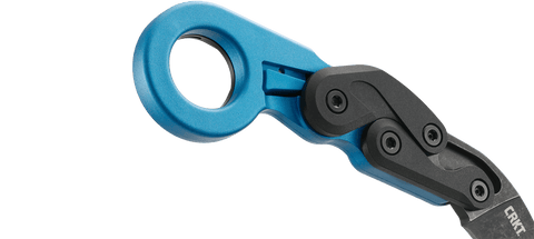 dettaglio del sistema di blocco del karambit crkt provoke blu