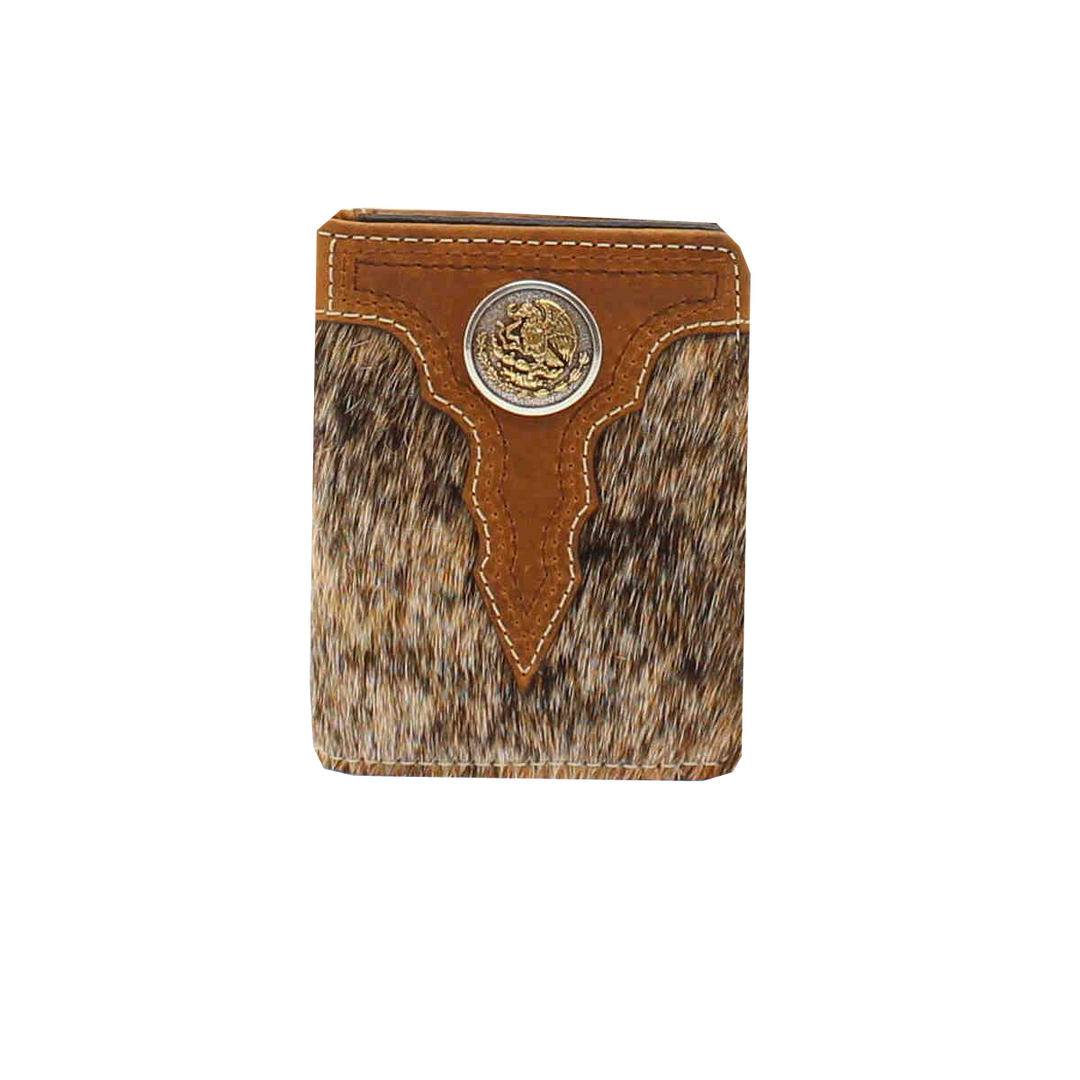 Nocona Mens Medium Brown Bifold Style Wallet - Boot Stitch Front