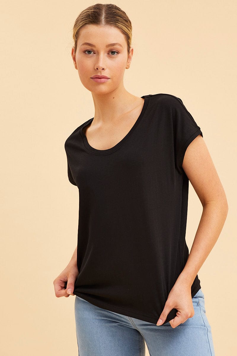 Unisex Black Ribbed drop shoulder t-shirt - FashionHQ