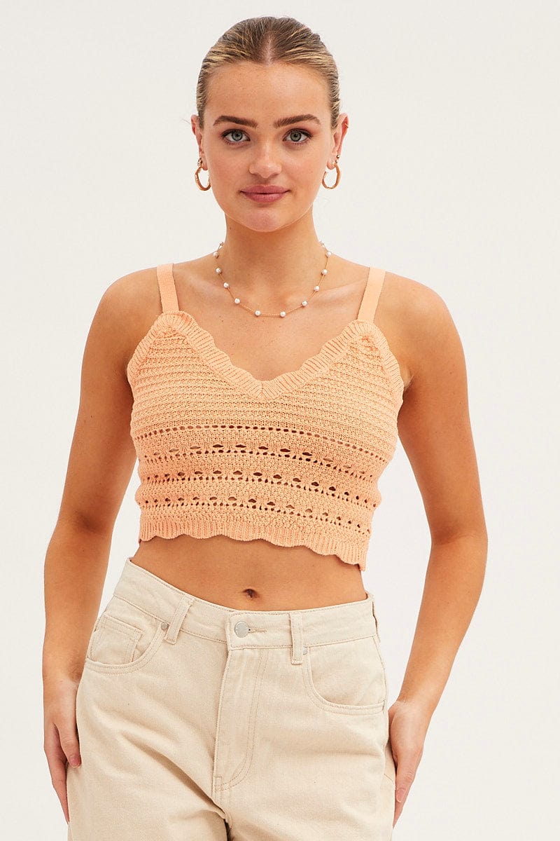 Alida Crochet Knit Long Sleeve Crop Top - Black