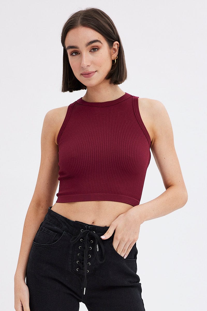 By Together Seamless Ribbed Crop Tank S1048N - Bootery Boutique