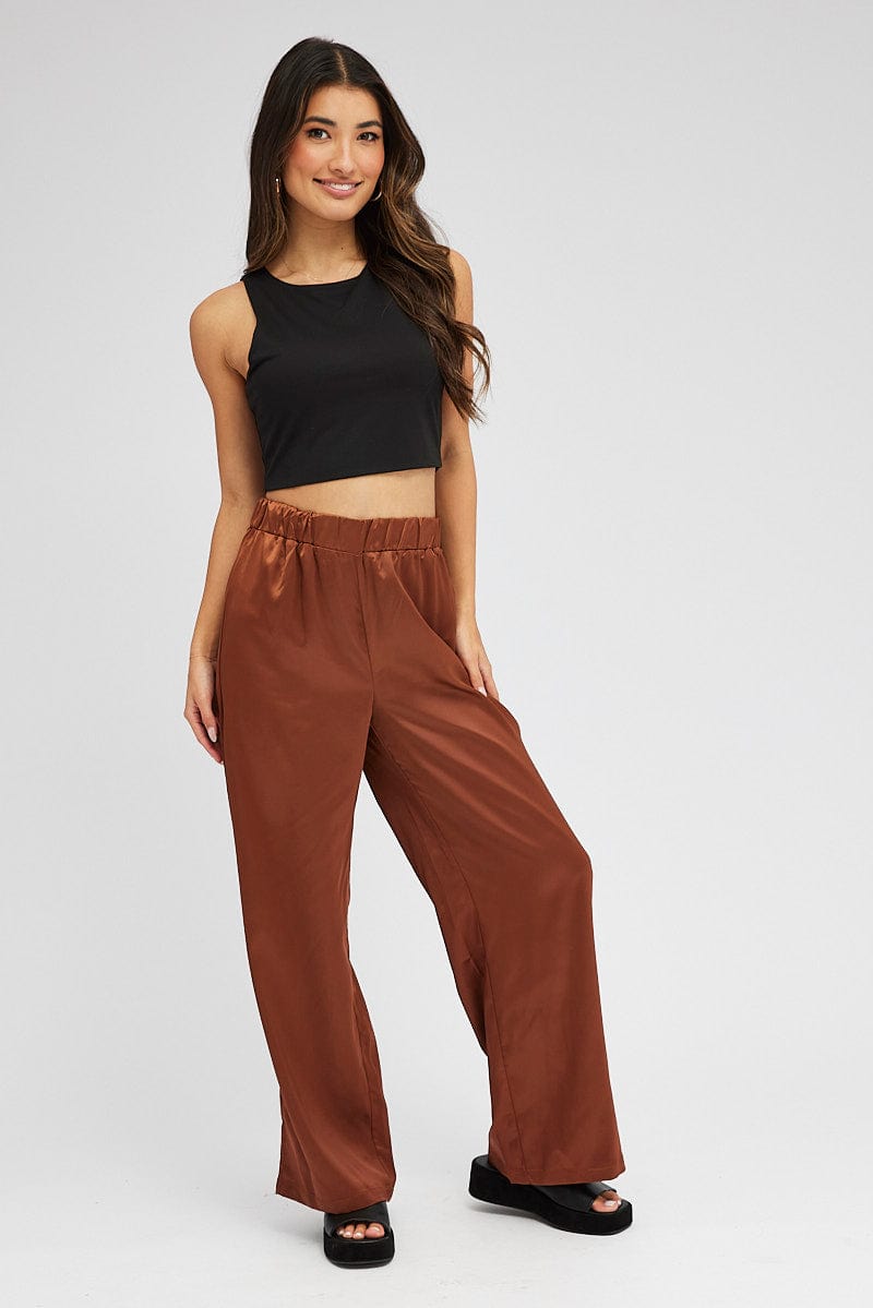 High waisted trousers with wide leg for women at NA-KD | NA-KD