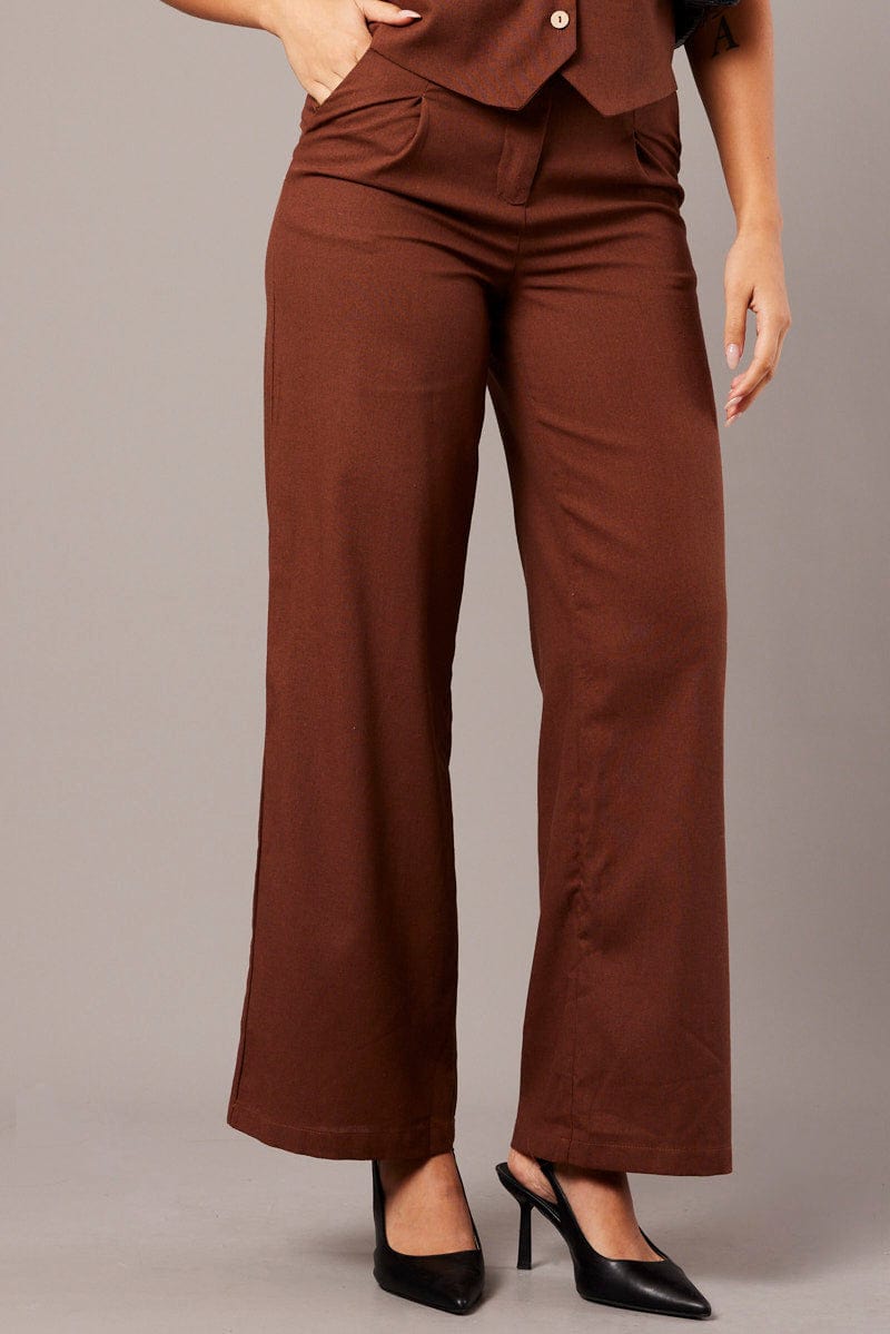 Flare Leg Solid Pants - XS / Mocha Brown  Flare leg pants, Pants for women,  High waist fashion