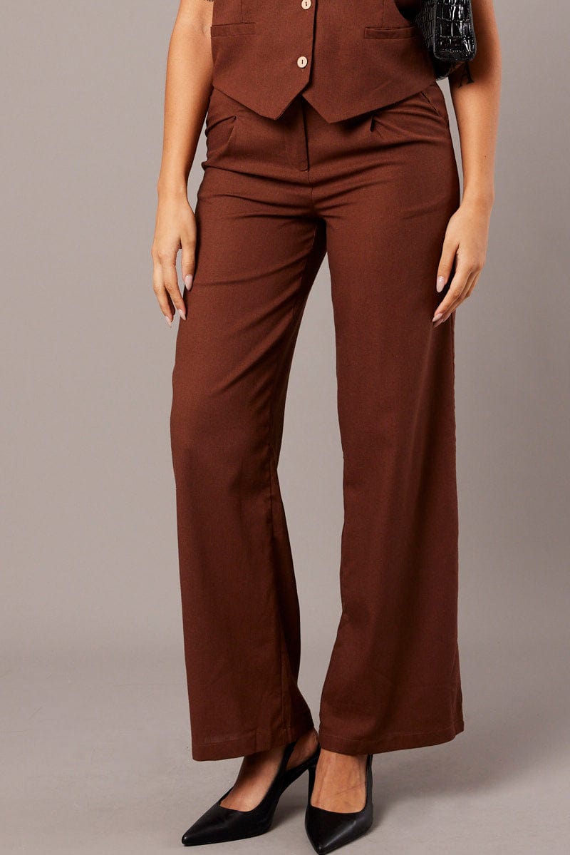 Seta T Women's Casual Ribbed Knit Elastic High Waist Tie Front Wide Leg Pants  Khaki Small : Target