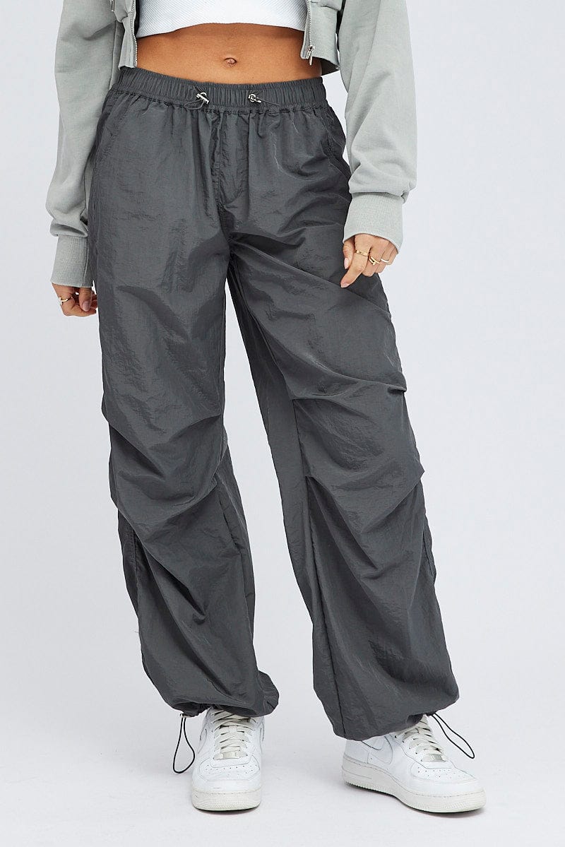 Pink Parachute Cargo Pants Low Rise