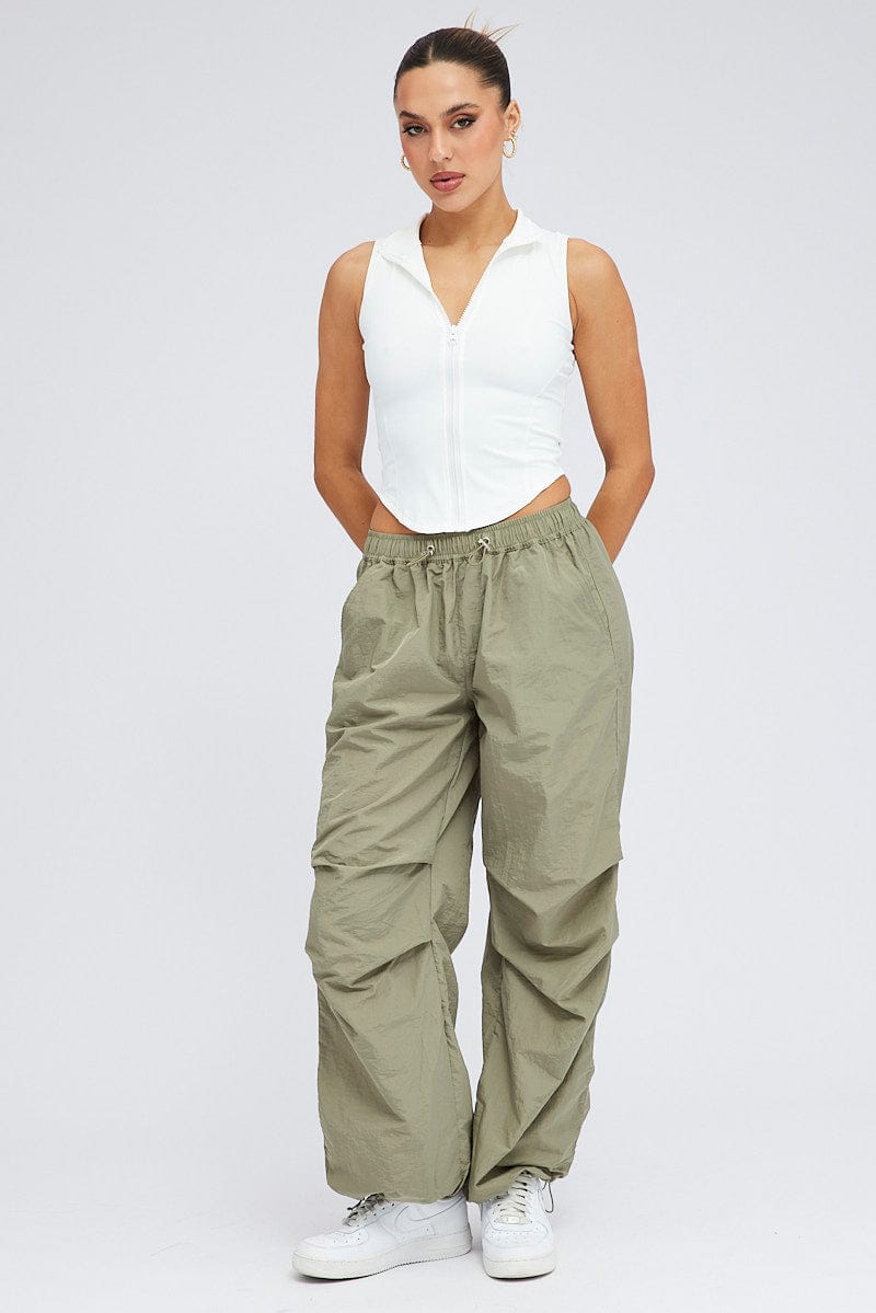 Blue Parachute Cargo Pants Low Rise